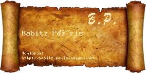 Babitz Páris névjegykártya